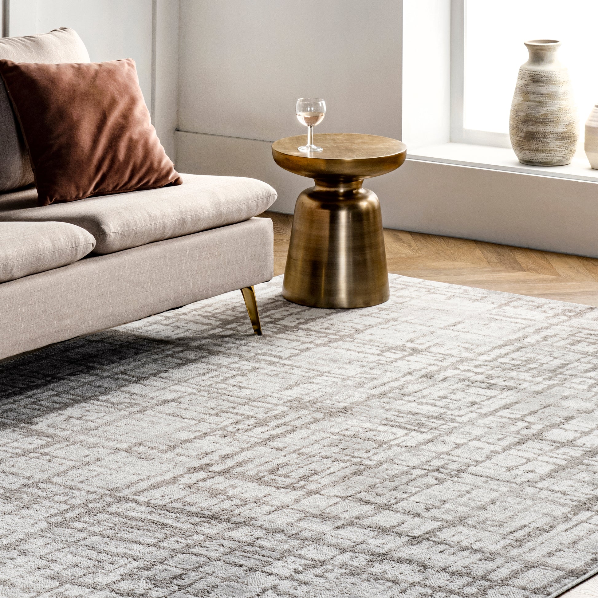 Nuloom Annie Crosshatch Nan2440A Light Gray Area Rug