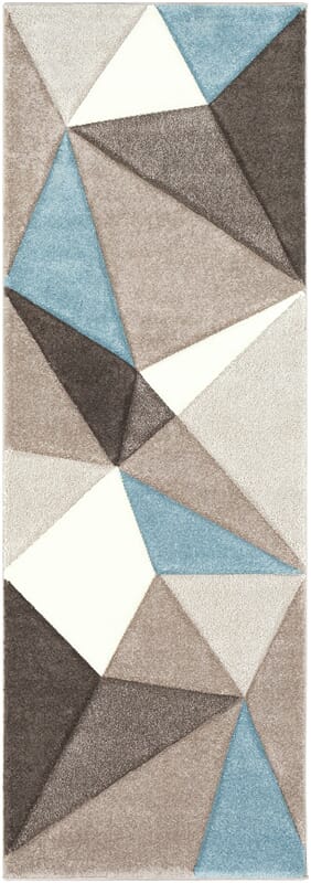 Surya Santa Monica Sac-2304 Taupe, Dark Brown, Aqua, White Geometric Area Rug