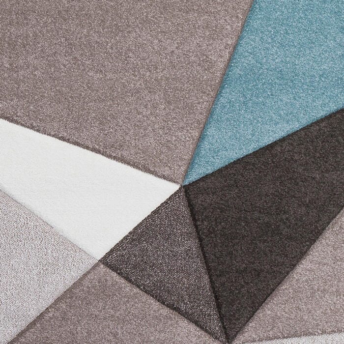 Surya Santa Monica Sac-2304 Taupe, Dark Brown, Aqua, White Geometric Area Rug