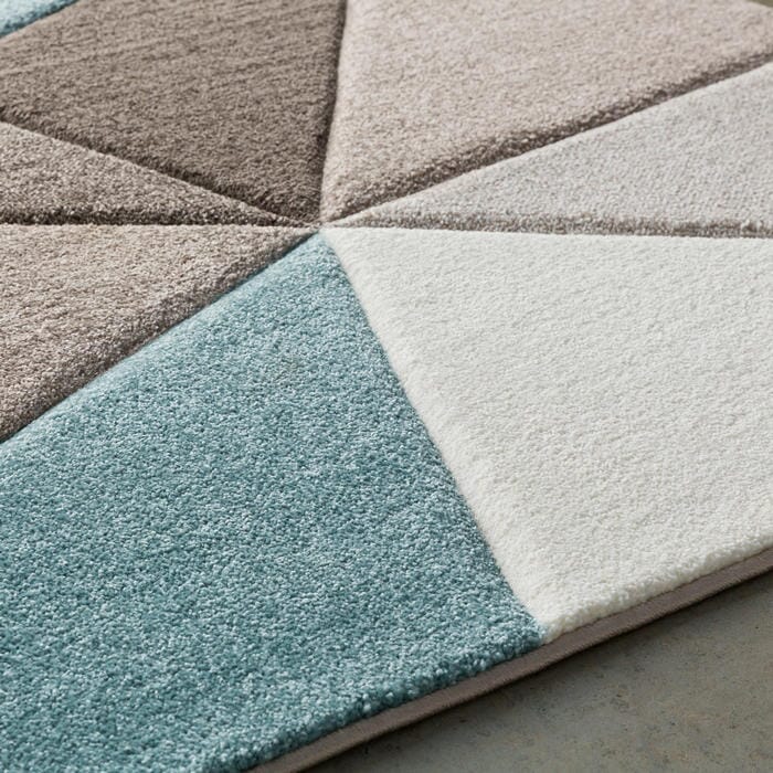 Surya Santa Monica Sac-2304 Taupe, Dark Brown, Aqua, White Geometric Area Rug