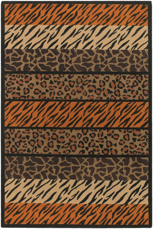 Chandra Safari Saf15001 Brown / Black / Persian Red / Orange / Tan Animal Prints /Images Area Rug