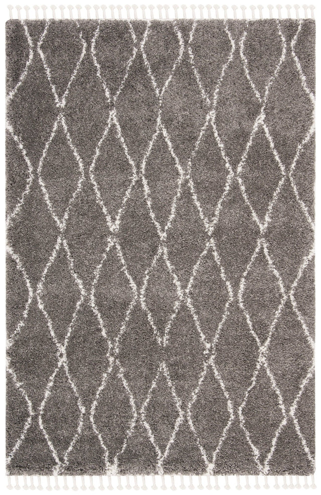 Safavieh Moroccan Fringe Shag Mfg328F Grey/Ivory Rug.