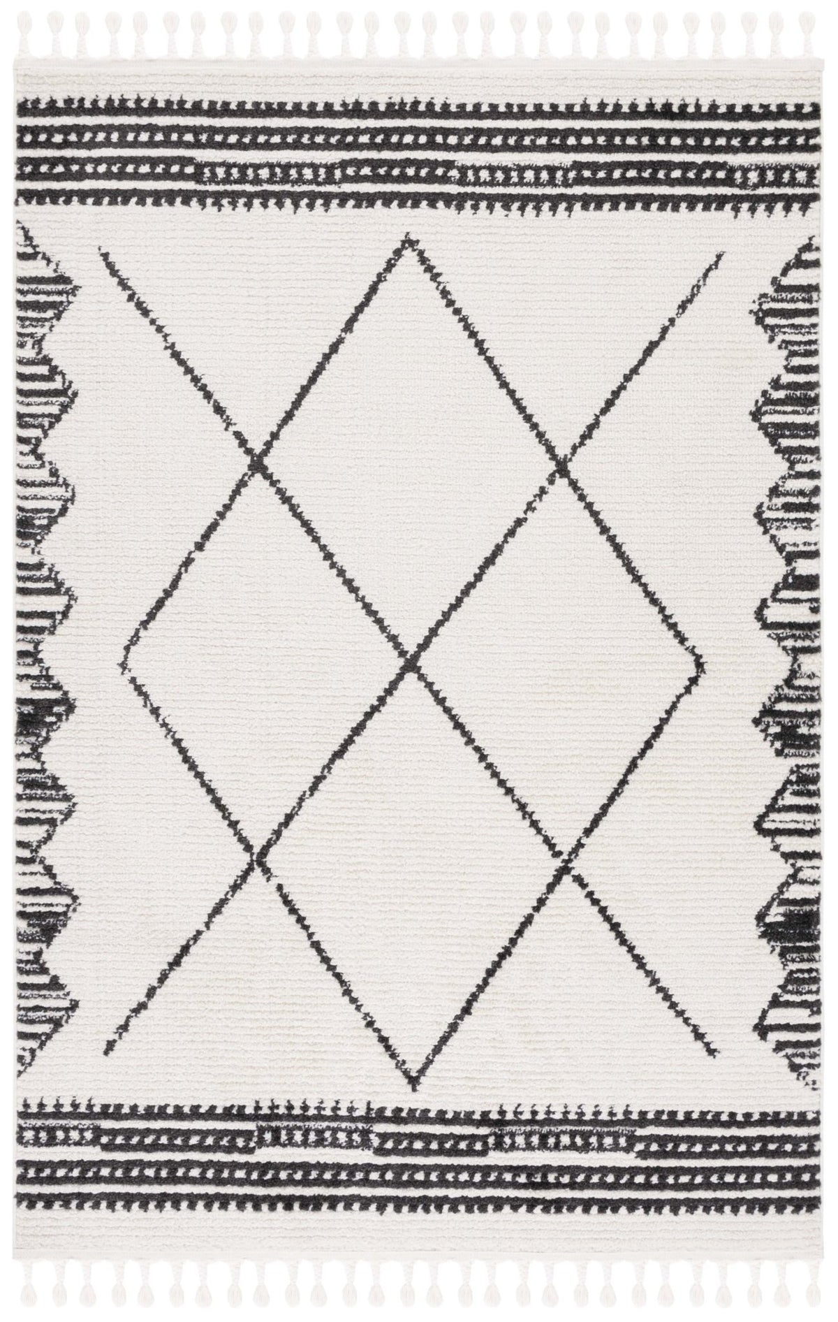 Safavieh Moroccan Tassel Mrt103A Ivory/Black Rug.