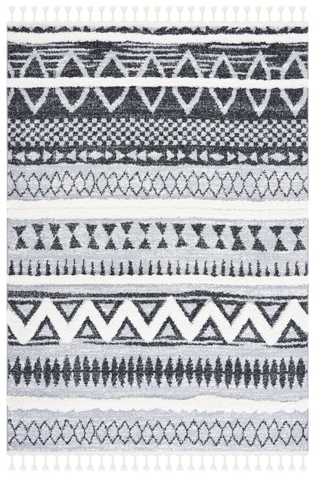 Safavieh Moroccan Tassel Shag Mts634F Grey/Black Rug.