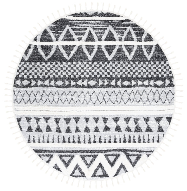 Safavieh Moroccan Tassel Shag Mts634F Grey/Black Rug.
