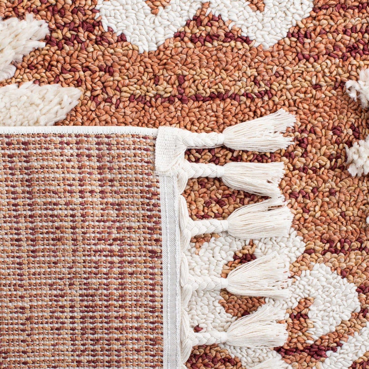 Safavieh Moroccan Tassel Shag Mts652P Orange/Ivory Rug.