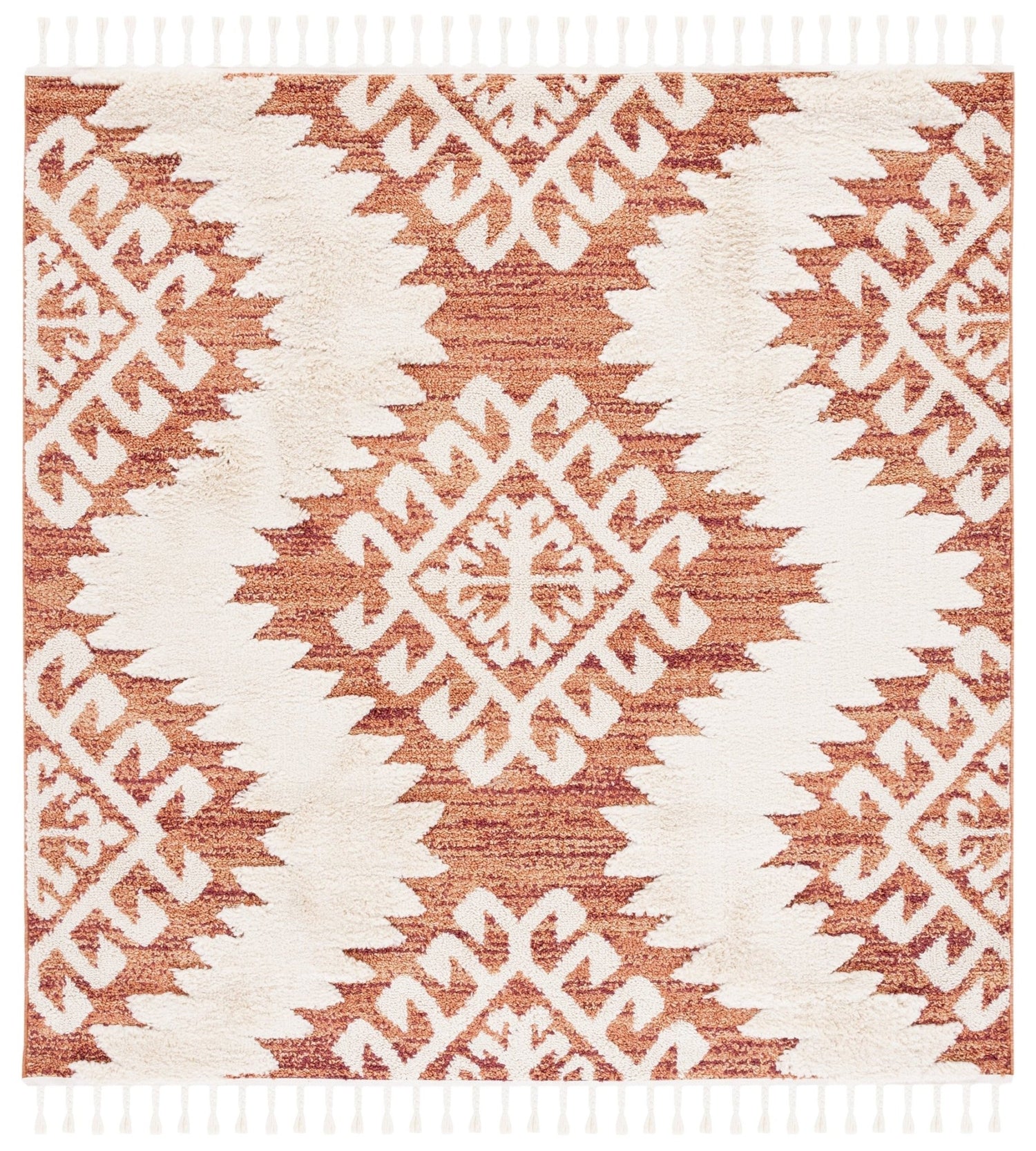 Safavieh Moroccan Tassel Shag Mts652P Orange/Ivory Rug.