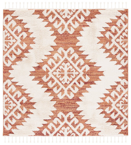 Safavieh Moroccan Tassel Shag Mts652P Orange/Ivory Rug.