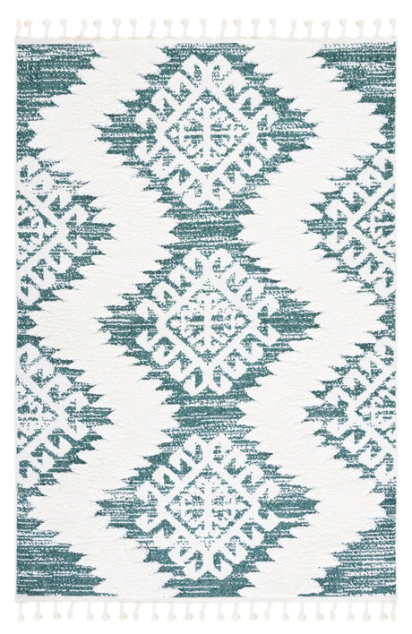 Safavieh Moroccan Tassel Shag Mts652Y Green/Ivory Rug.