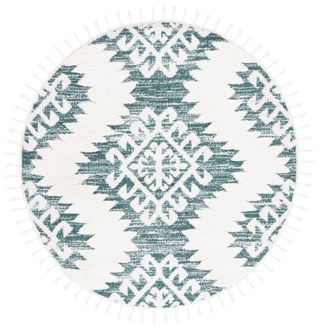 Safavieh Moroccan Tassel Shag Mts652Y Green/Ivory Rug.