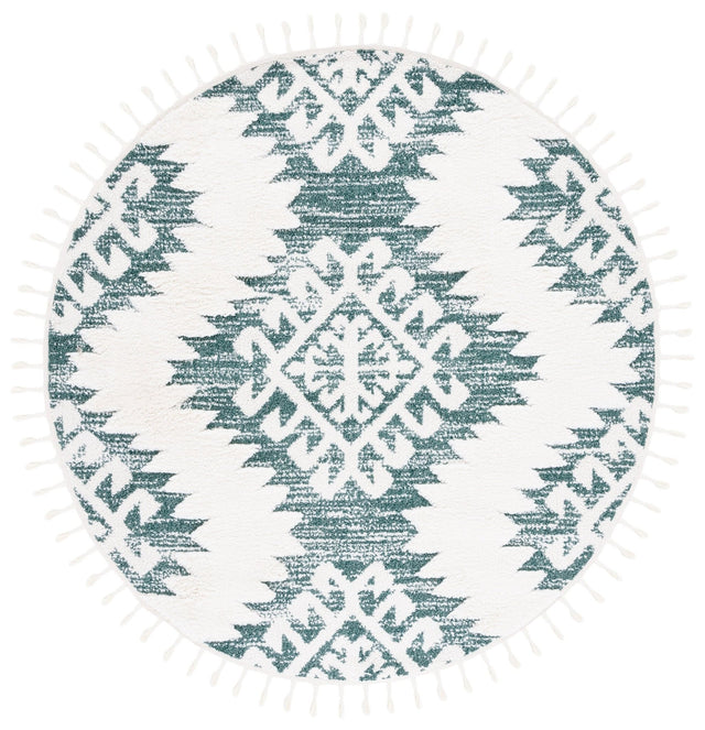 Safavieh Moroccan Tassel Shag Mts652Y Green/Ivory Rug.