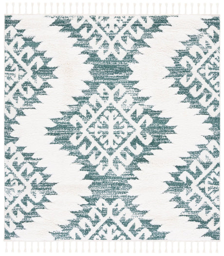 Safavieh Moroccan Tassel Shag Mts652Y Green/Ivory Rug.