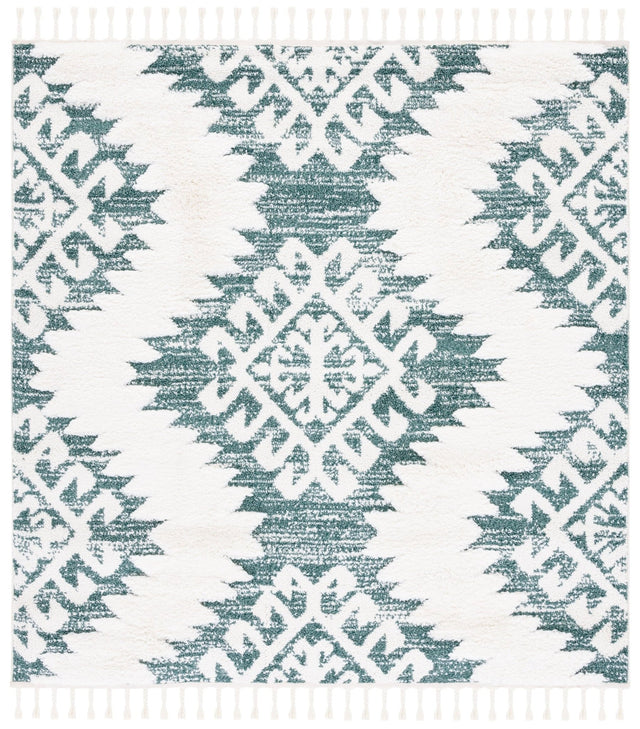 Safavieh Moroccan Tassel Shag Mts652Y Green/Ivory Rug.