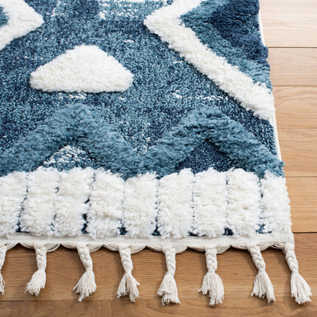Safavieh Moroccan Tassel Shag Mts656M Blue/Ivory Rug.