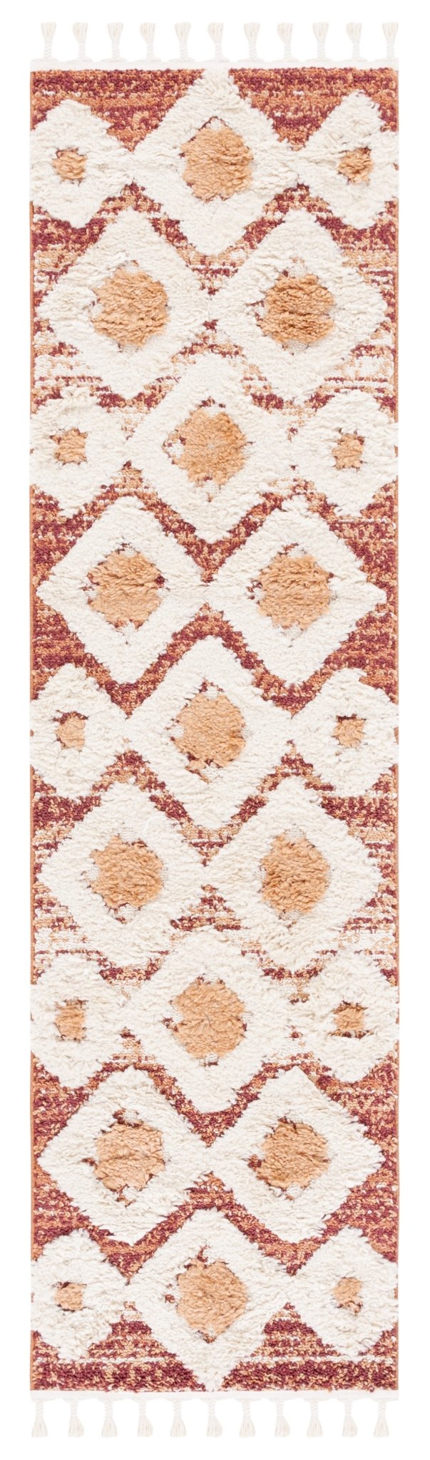 Safavieh Moroccan Tassel Shag Mts664P Rust/Ivory Rug.