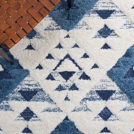 Safavieh Moroccan Tassel Shag Mts688M Blue/Ivory Rug.