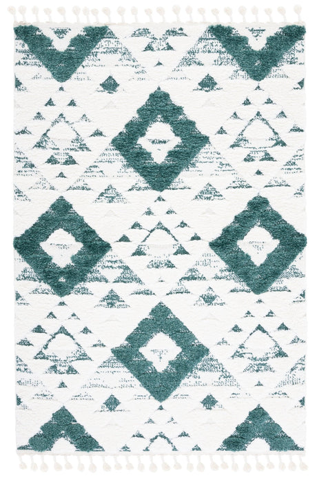 Safavieh Moroccan Tassel Shag Mts688Y Green/Ivory Rug.