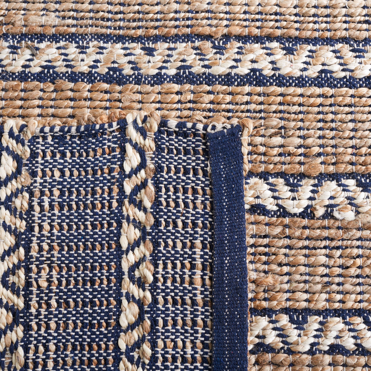 Safavieh Natural Fiber Nfb655N Navy/Natural Rug.