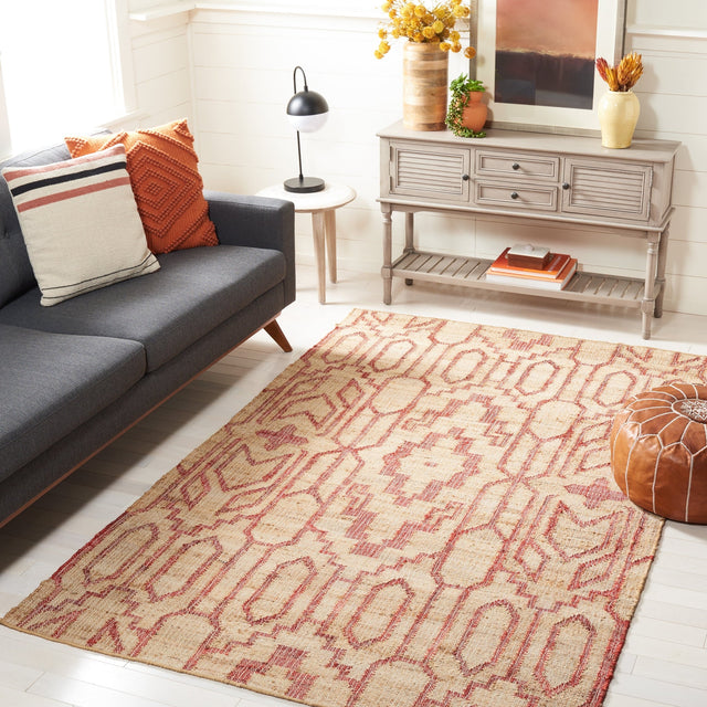 Safavieh Natural Fiber Nfb750Q Natural/Red Rug.