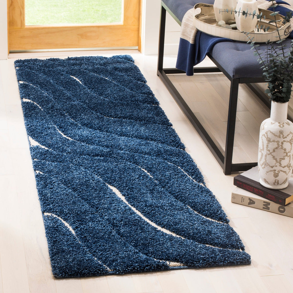 Safavieh Shag Sg472 Dark Blue/Cream Rug.