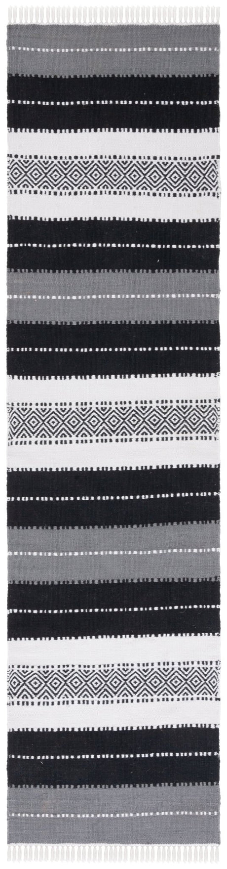 Safavieh Striped Kilim Stk103Z Black/Ivory Rug.