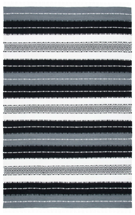 Safavieh Striped Kilim Stk103Z Black/Ivory Rug.