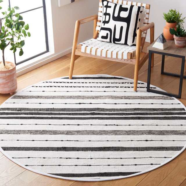 Safavieh Striped Kilim Stk201A Ivory/Black Rug.