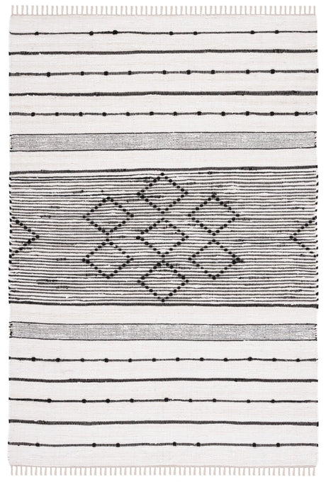 Safavieh Striped Kilim Stk203A Ivory/Black Rug.