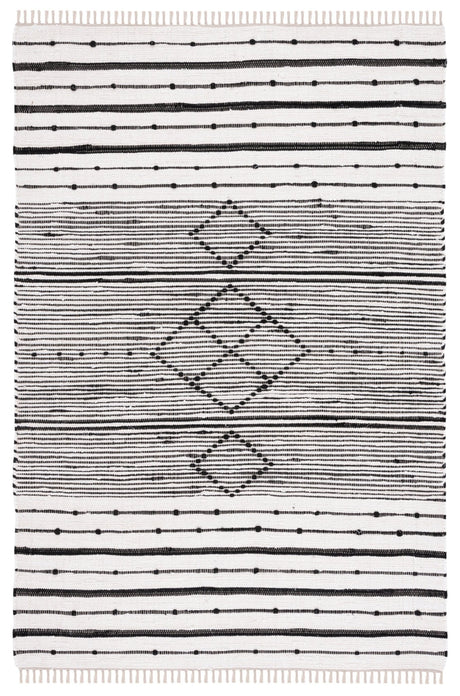 Safavieh Striped Kilim Stk204A Ivory/Black Rug.