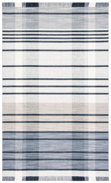 Safavieh Striped Kilim Stk704G Light Grey/Black Rug.