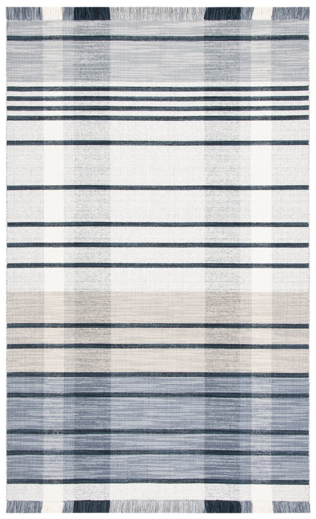 Safavieh Striped Kilim Stk704G Light Grey/Black Rug.