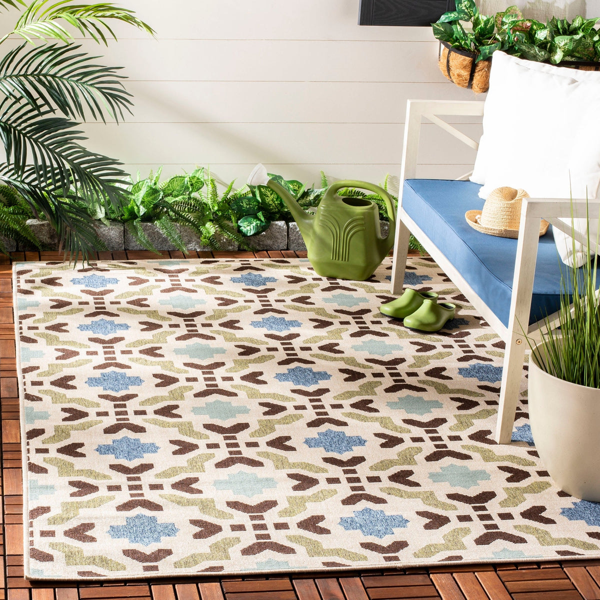Safavieh Veranda Ver080 Cream/Aqua Rug.
