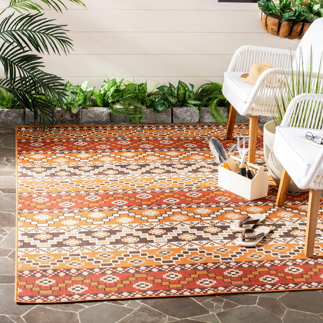 Safavieh Veranda Ver095 Red/Chocolate Rug.