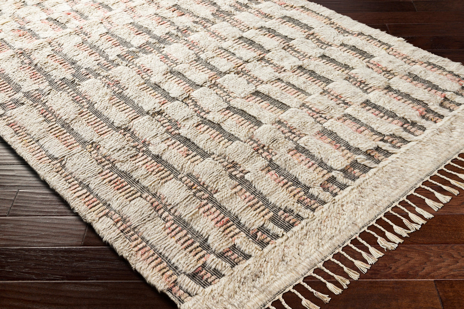 Surya Sahara Sah-2309 Dark Brown, Pale Pink, Cream, Taupe Rugs.