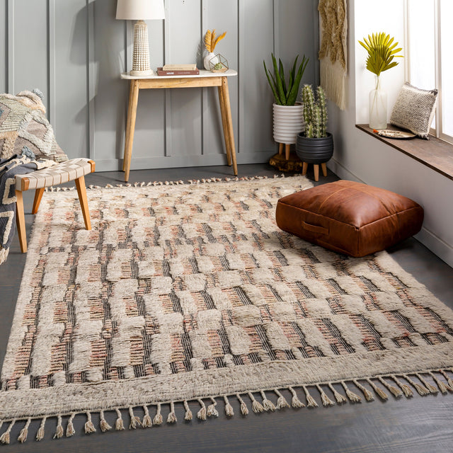 Surya Sahara Sah-2309 Dark Brown, Pale Pink, Cream, Taupe Rugs.