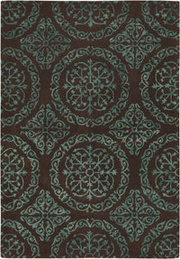 Chandra Satara Sat16201 Brown / Blue Damask Area Rug