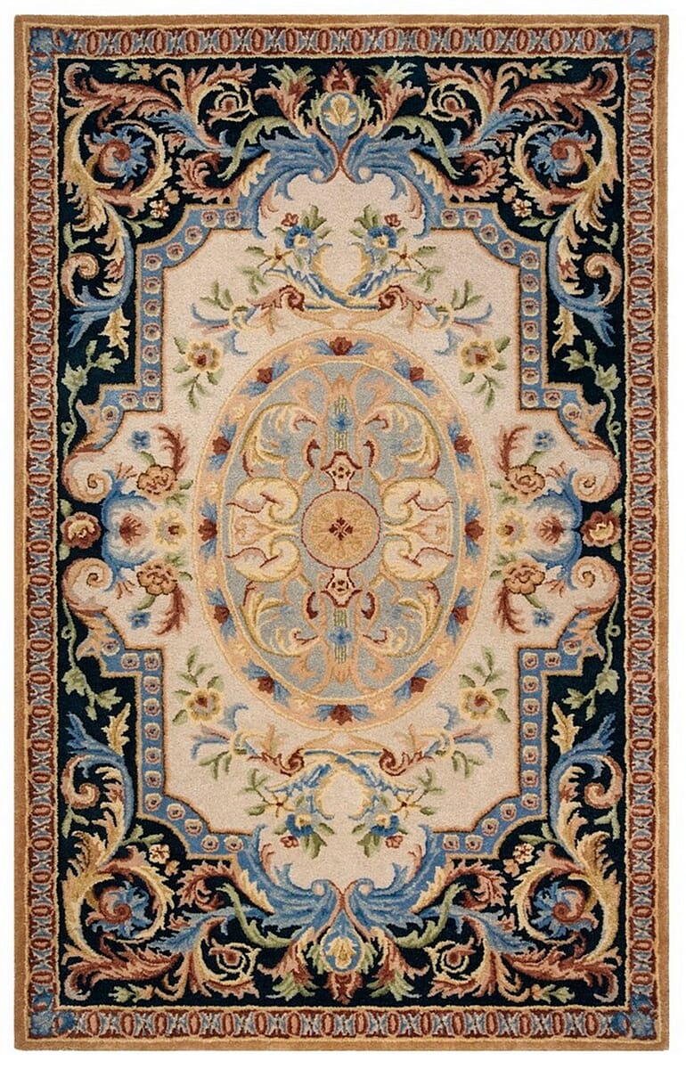 Safavieh Savonnerie Sav116N Ivory / Navy Area Rug