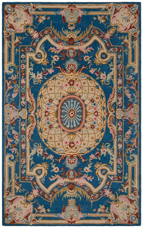 Safavieh Savonnerie Sav120M Blue / Ivory Rugs.