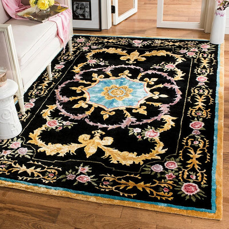 Safavieh Savonnerie Sav609B Black/Multi Rug.