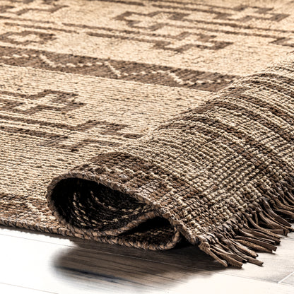 Nuloom Livy And Leather Tribal Nli3574A Natural Area Rug