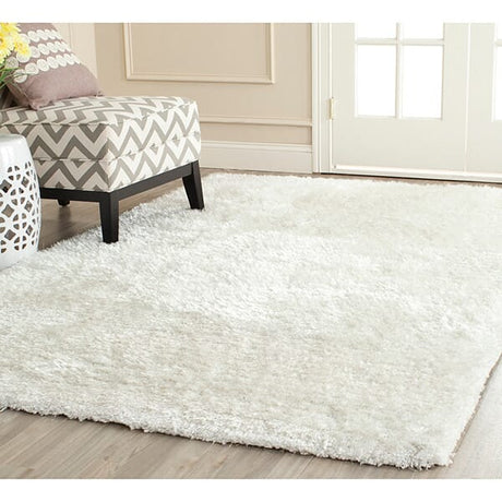 Safavieh South Beach Shag Sbs562A Snow White Shag Area Rug