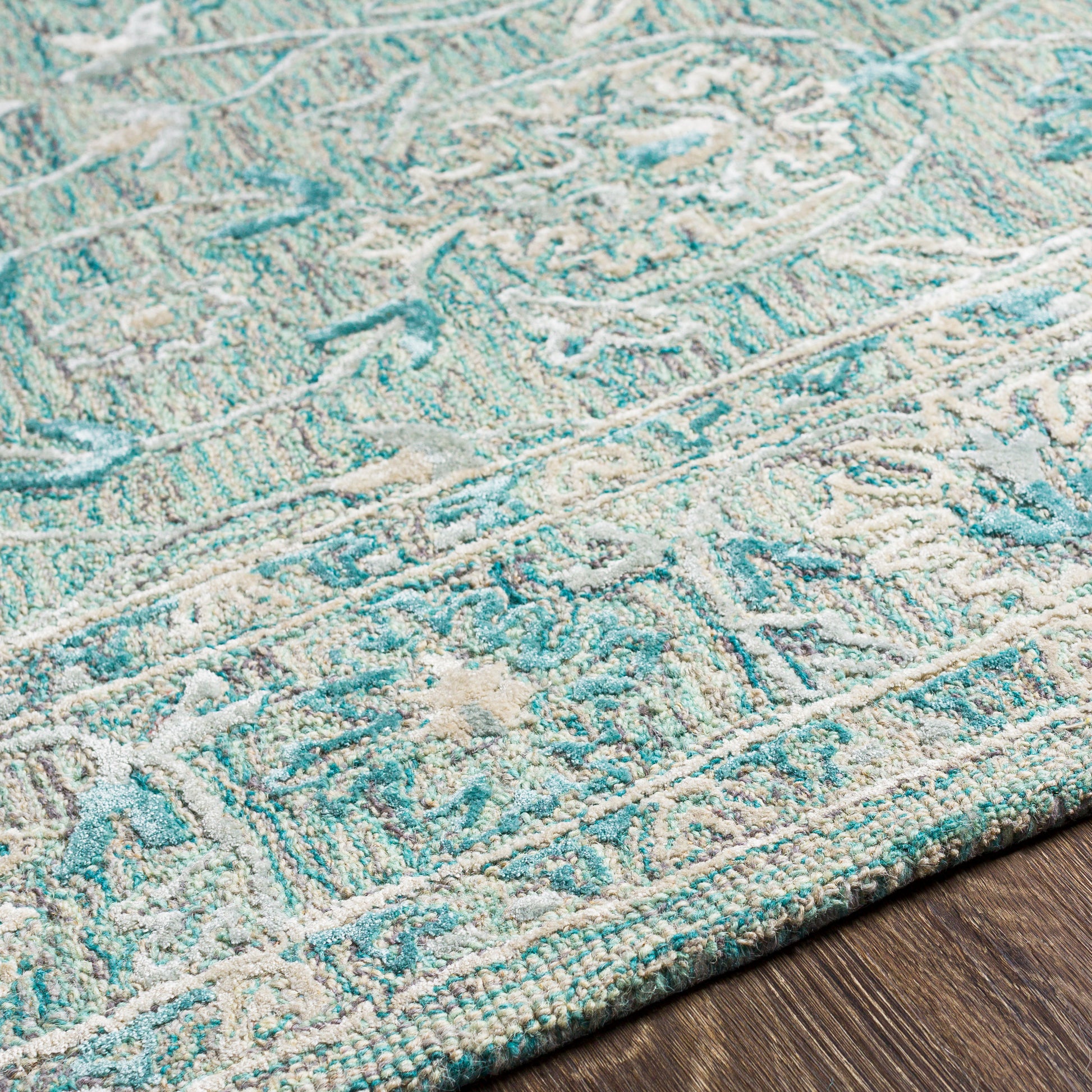 Surya Shelby Sby-1012 Teal, Seafoam, Medium Gray, Light Gray Area Rug