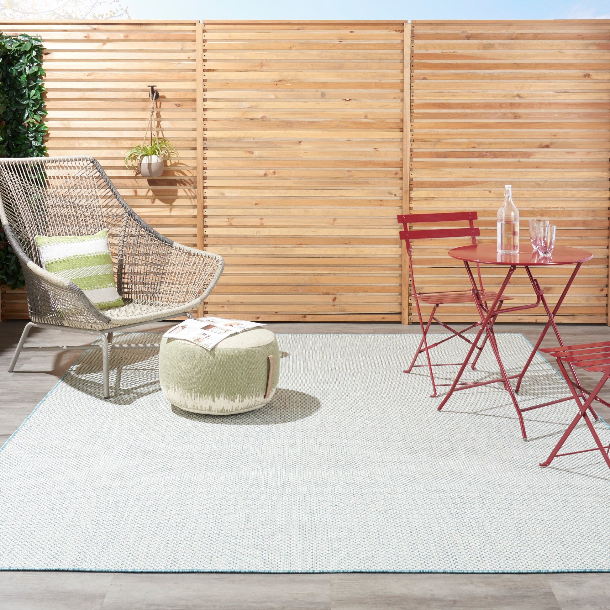 Nourison Courtyard Cou01 Ivory Aqua Area Rug