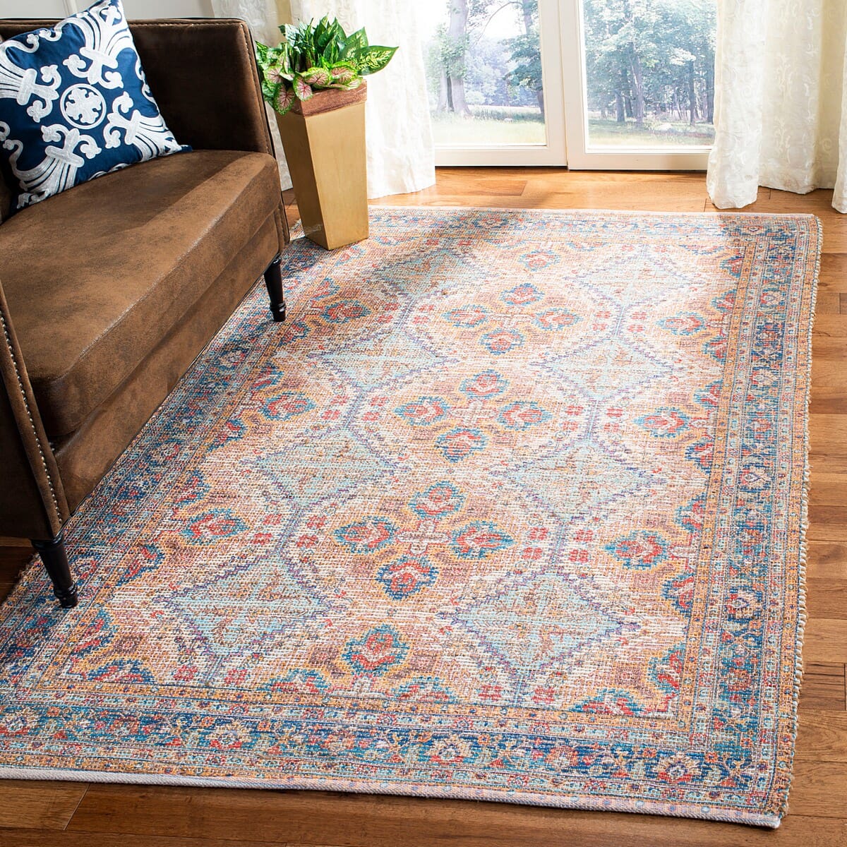 Safavieh Saffron Sfn511P Rust / Blue Area Rug