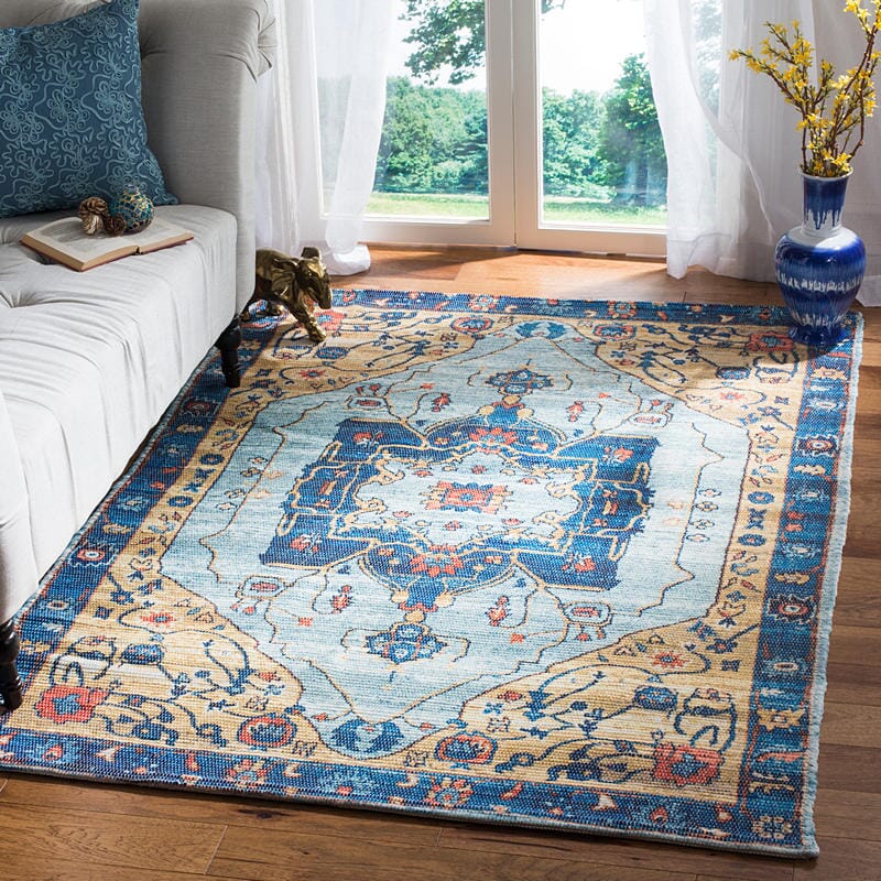 Safavieh Saffron Sfn540K Turquoise / Navy Rugs.