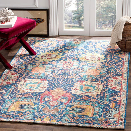 Safavieh Saffron Sfn542M Blue / Orange Rugs.