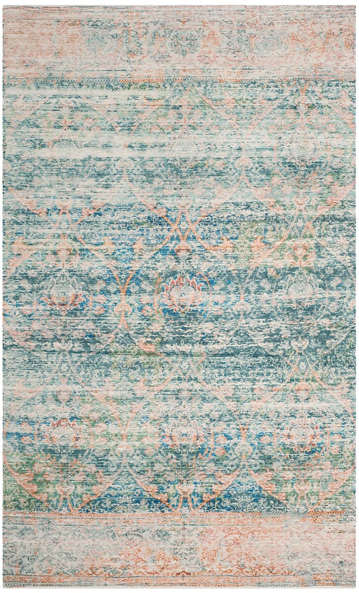 Safavieh Saffron Sfn563A Turquoise / Peach Vintage / Distressed Area Rug