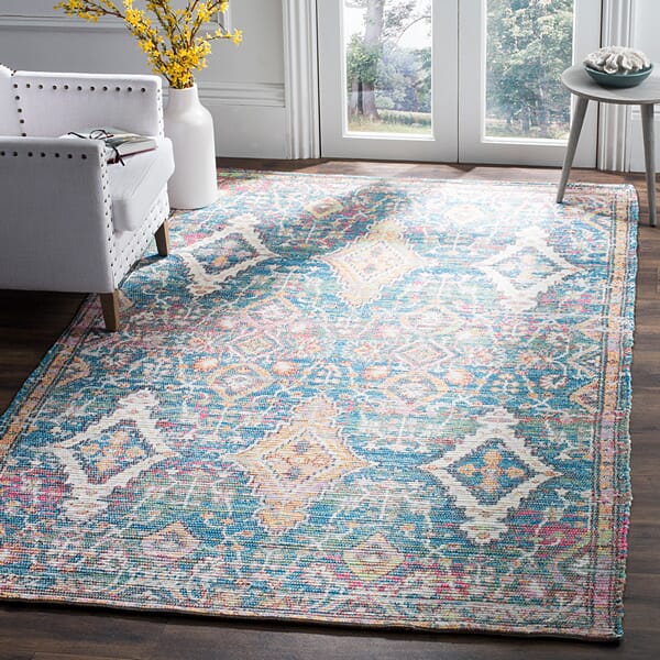 Safavieh Saffron Sfn564A Turquoise / Peach Area Rug