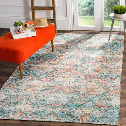 Safavieh Saffron Sfn570A Coral / Aqua Vintage / Distressed Area Rug