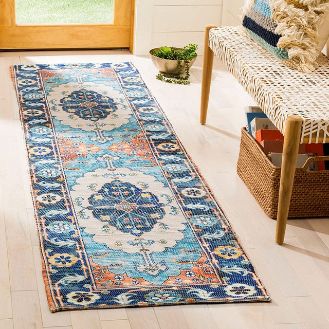 Safavieh Saffron Sfn585A Blue / Coral Area Rug